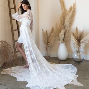 Lace Bridal Robe with Train (M)